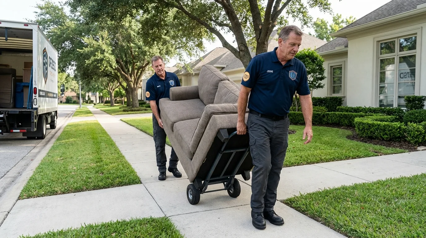 Local residential moving crew loading furniture in Romulus, MI